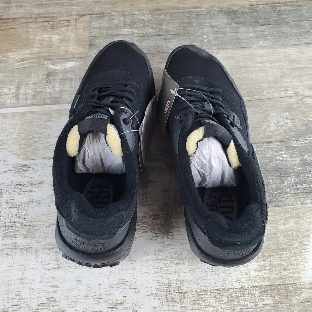 Hey Dude Dresden Essentials Mens Shoes Sz 9 Black Suede Athletic Lace-Up Sneaker